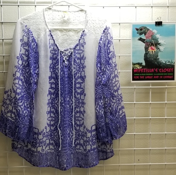 Anthropology Fig and Flower Boho Blouse Sz XL